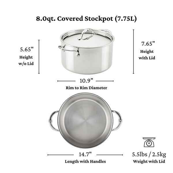 Hestan  Probond Luxe 8 Qt Covered Stock Pot (26Cm)