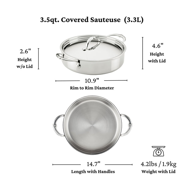 Hestan  Probond Luxe 3.5Qt Covered Braiser/Sauteuse (26Cm)