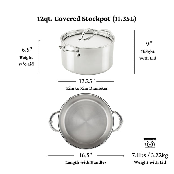 Hestan  Probond Luxe 12 Qt Covered Stock Pot (30Cm)