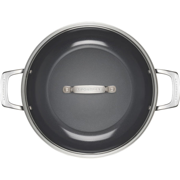 Le Creuset Essential Non-Stick Ceramic Shallow Braiser Glass Lid 3.9-Qt