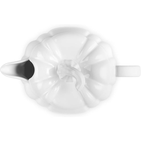 Le Creuset 14 oz. Pumpkin Gravy Boat with Lid - White