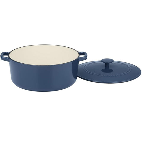 Cuisinart 7 Qt Round Casserole, Covered, Enameled Provencial Blue