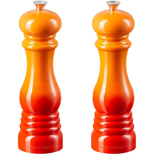 Le Creuset 8" x 2 1/2" each Salt And Pepper Mill Set - Flame
