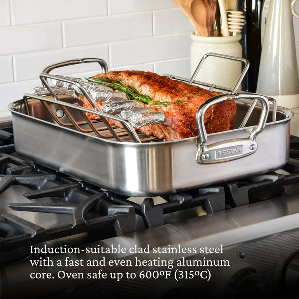Hestan Provisions Large Classic SS Roaster w/rack (16.5x11.75"x3.5")