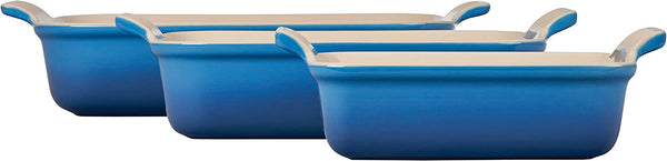 Le Creuset 1.1 qt., 2.5 qt. & 4 qt. Heritage Set of 3 Rectangular Dishes - Marseille