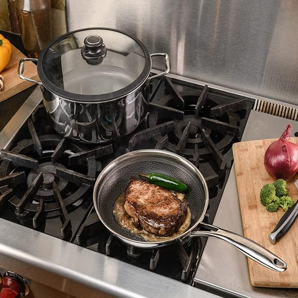 Frieling Black Cube Quick Release - 7 Piece Set (9.5" Fry Pan, 2.5 qt. Sauce Pan w/lid,  3 qt Sauté Pan w/lid, 7.5 qt. Stockpot w/lid)
