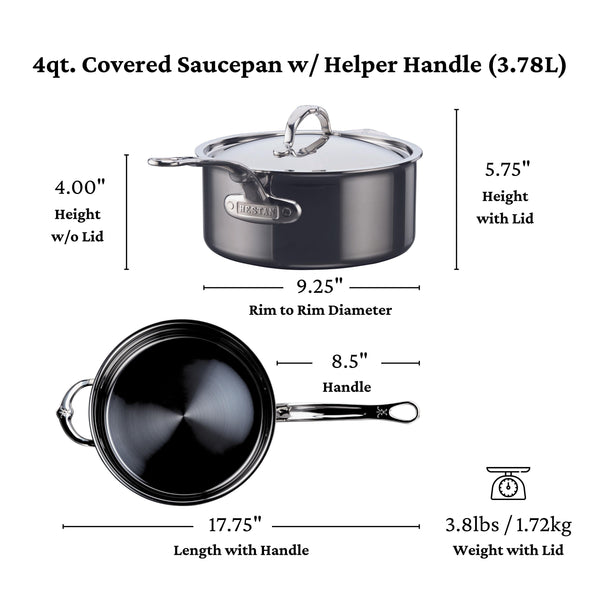 Hestan Nanobond 4-Quart Covered Saucepan With Helper Handle