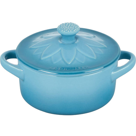 Le Creuset 8 oz. Mini Round Cocotte with Flower Lid - Caribbean