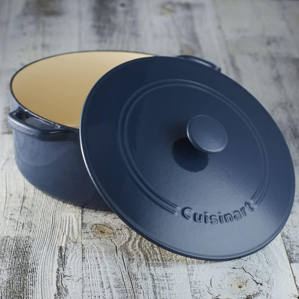 Cuisinart 7 Qt Round Casserole, Covered, Enameled Provencial Blue