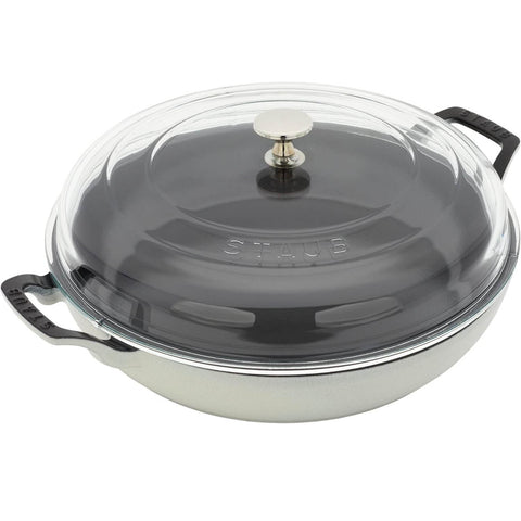 Staub Cast Iron - Braisers/ Sauté Pans 3.5-Qt Braiser With Glass Lid - White Truffle