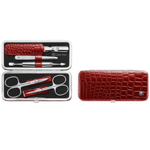Zwilling Classic Inox  6 Piece Red Leather Frame Case