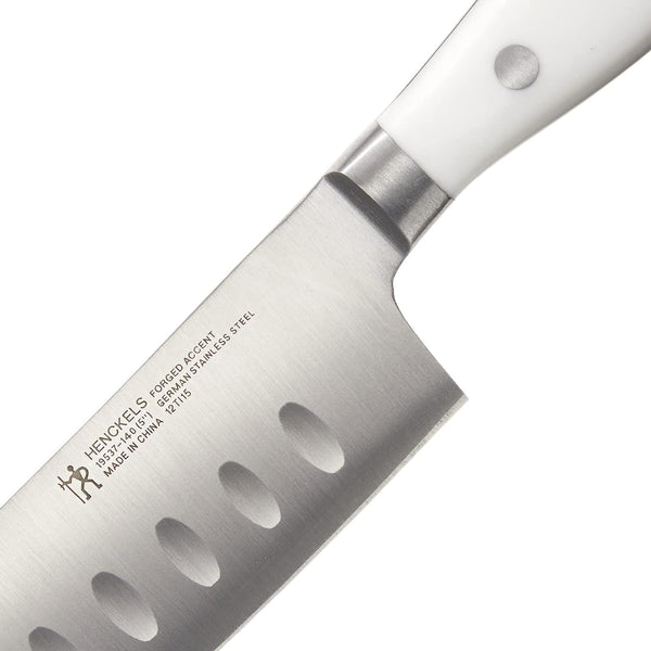 Henckels Forged Accent 5" Santoku Hollow Edge Santoku Knife - White Handle