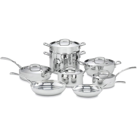 Cuisinart French Classic Tri-Ply Stainless 13-Piece Cookware Set, Silver