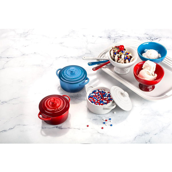 Le Creuset 4- Piece 8 oz. Cocottes w/ Mini-Cocotte Cookbook - White