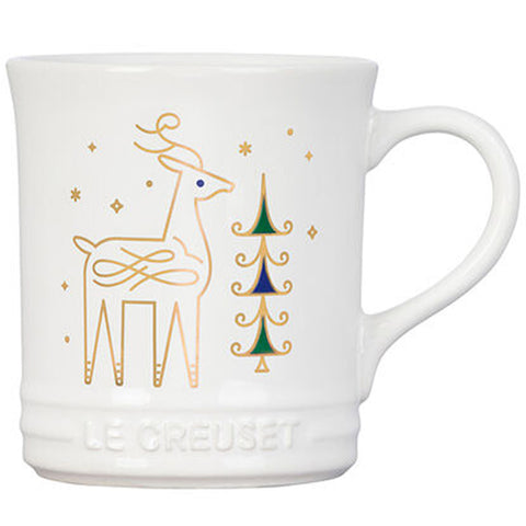 Le Creuset 14 oz. Noel Collection: Reindeer Mug - White w/ Applique