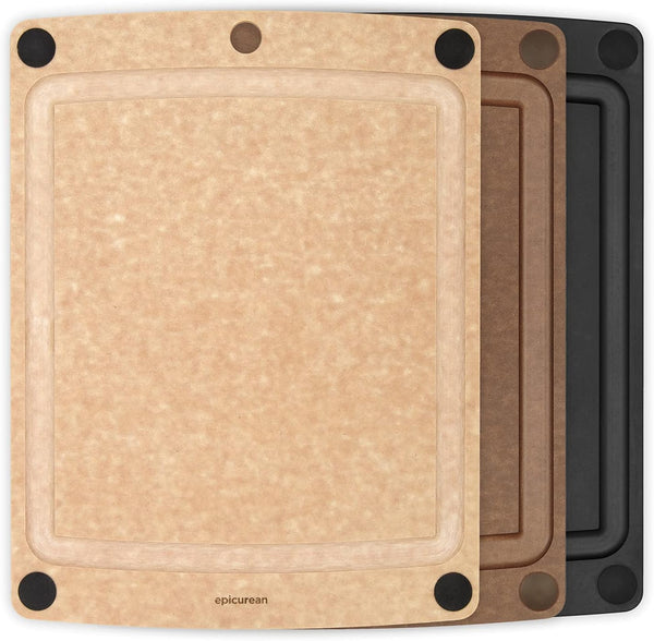 Epicurean All-In- One Cutting Board with Non-Slip Feet and Juice Groove, 14.5-Inch x 11.25-Inch, Nutmeg/Brown