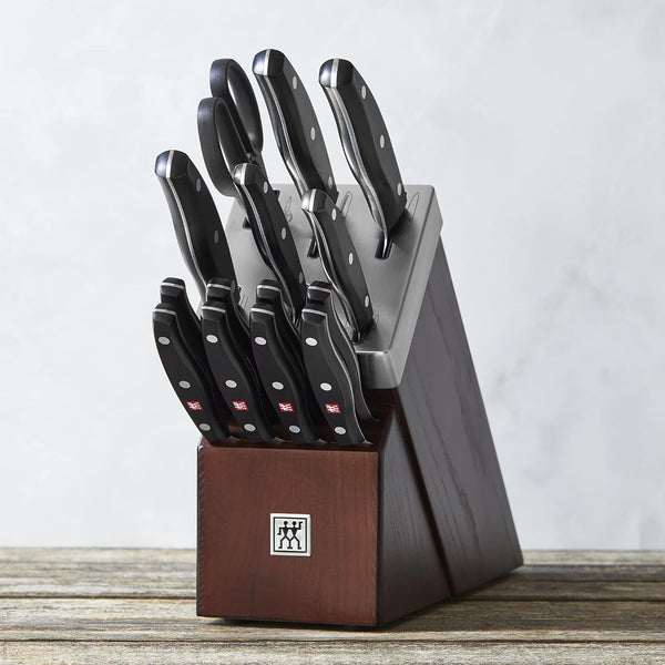 Zwilling Twin Signature 15Pc Self-Sharpening Set W/ Brown Ash Wood Block