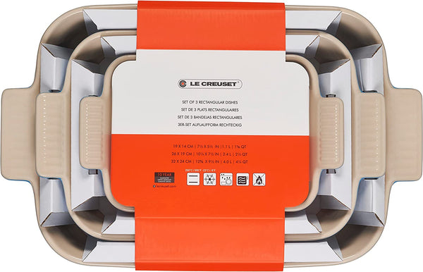 Le Creuset 1.1 qt., 2.5 qt. & 4 qt. Heritage Set of 3 Rectangular Dishes - Marseille