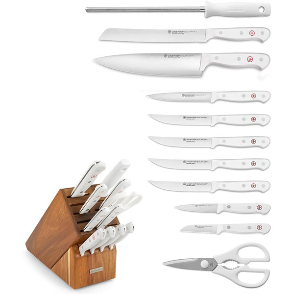 WUSTHOF GOURMET WHITE THREE PIECE CHEF'S KNIFE SET