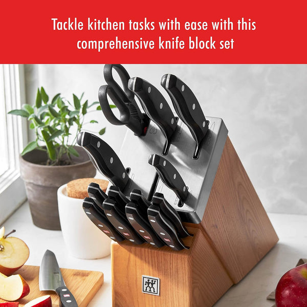 Zwilling Twin Signature 15Pc Self-Sharpening Set W/ Natural Ash Wood Block