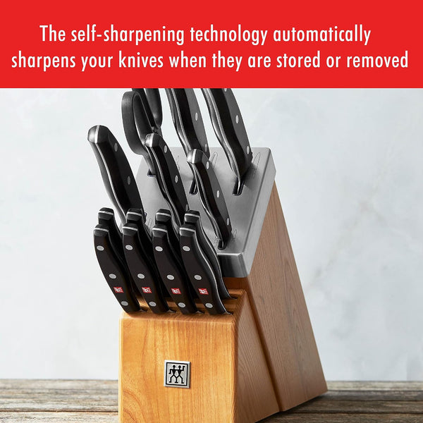 Zwilling Twin Signature 15Pc Self-Sharpening Set W/ Natural Ash Wood Block