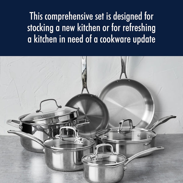 HENCKELS CLAD H3  10PC STAINLESS STEEL COOKWARE SET