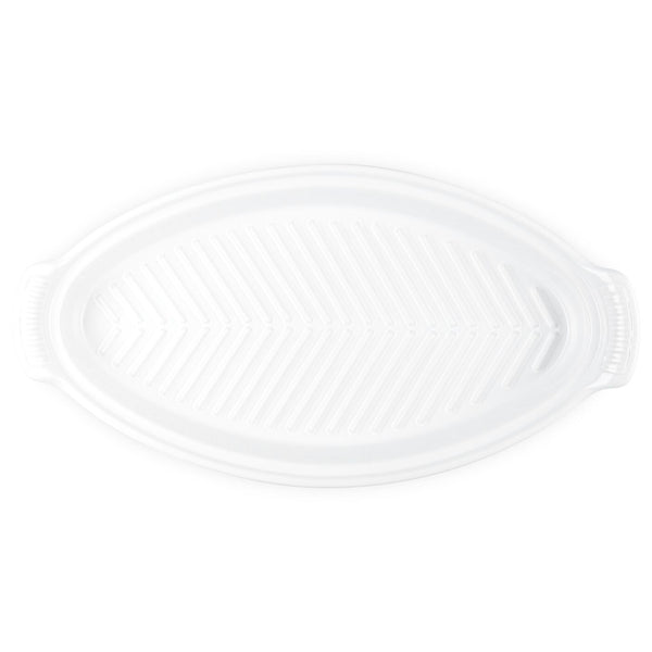 Le Creuset 1.7 qt. Fish Baker w/ Gold Knob - White