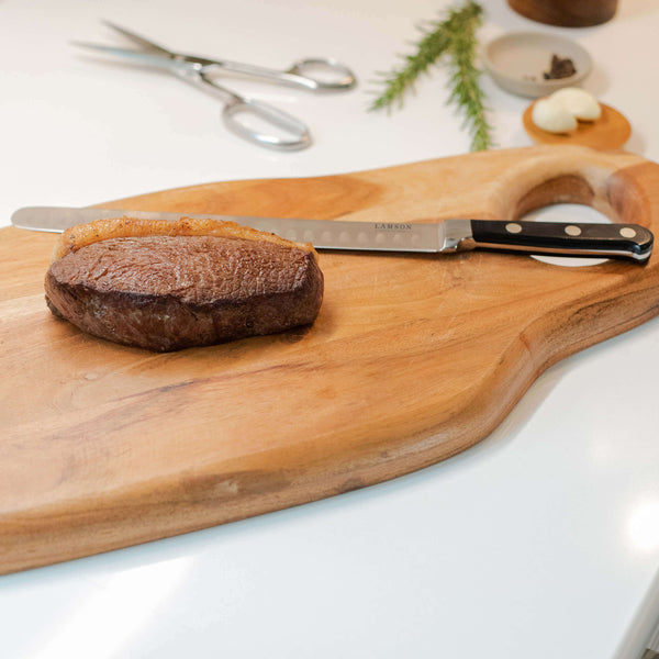 Lamson Forged 10" Roast Knife, Kullenschliff Edge - Fire
