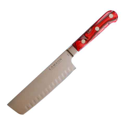 Lamson Forged 7" Nakiri Knife, Kullenschliff Edge - Fire