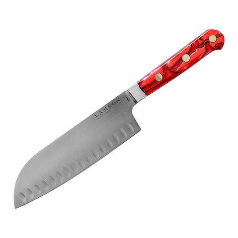 Lamson Forged 7" Santoku Knife, Kullenschliff Edge - Fire