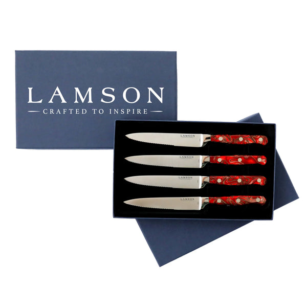 Lamson Forged 4-Pc Steak Knife Set, Fine Edge  - Fire