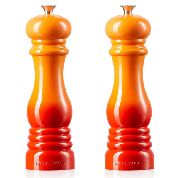 Le Creuset 8" x 2 1/2" each Salt And Pepper Mill Set - Flame