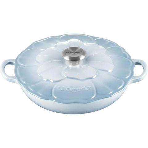 Le Creuset 2.25 qt. Signature Petal Braiser with Light Gold Knob, Coastal Blue