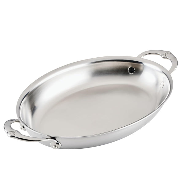 Hestan  Provisions Roasters 2.0Qt Oval Medium Clad Stainless Steel Au Gratin (64Oz, 12.5" X 9.0")