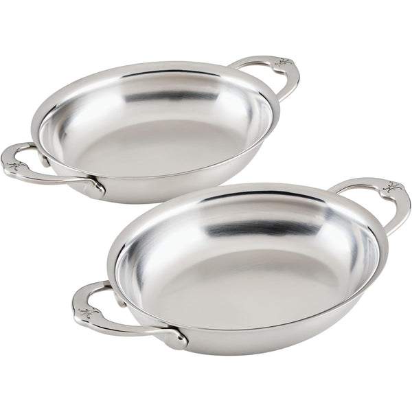 Hestan  Provisions Roasters Set Of 2, Stainless Steel 13Oz Oval Au Gratin, Small (6.5" X 5.5" Each)