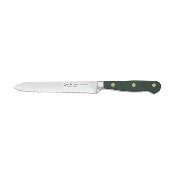 Wusthof Classic 5" Utility Knife, Serrated - Fresh Rosemary
