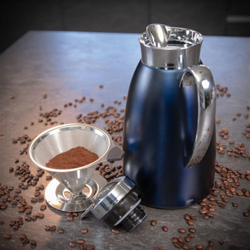 Frieling "Venezia" Insulated Server, glass liner, Blue, 34 fl. oz.