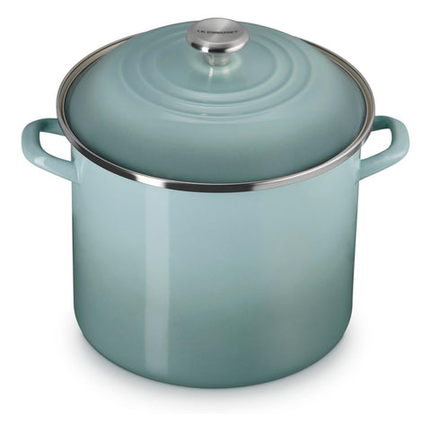 Le Creuset 12 qt. Stockpot with Metal Finishes - Sea Salt