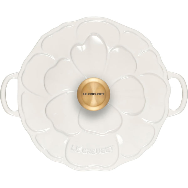 Le Creuset 2.25 qt. Signature Petal Braiser with Light Gold Knob, White