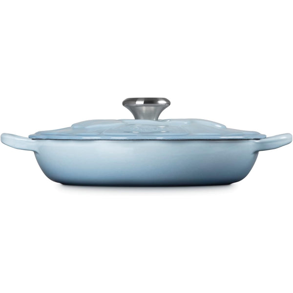 Le Creuset 2.25 qt. Signature Petal Braiser with Light Gold Knob, Coastal Blue