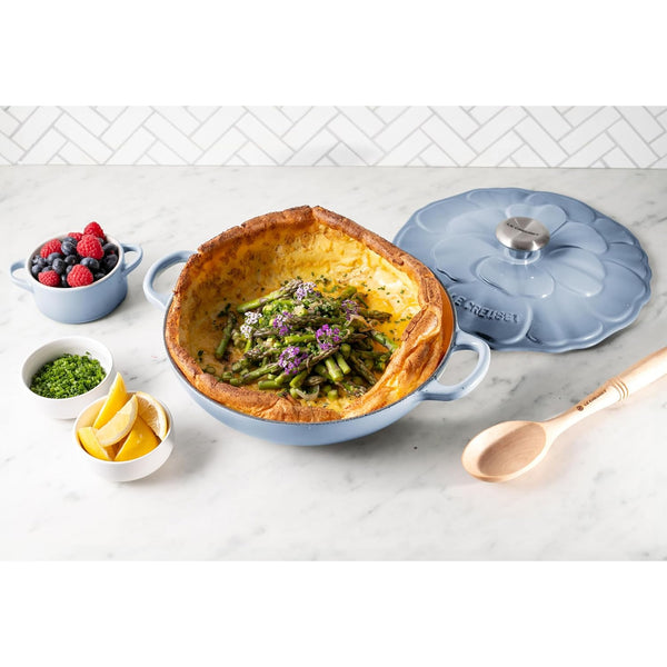 Le Creuset 2.25 qt. Signature Petal Braiser with Light Gold Knob, Coastal Blue