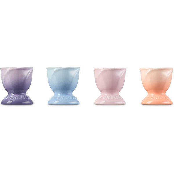 Le Creuset  S/4 Petal Egg Cups, Mixed Set (Coastal Blue, Provence, Chiffon Pink, Pec