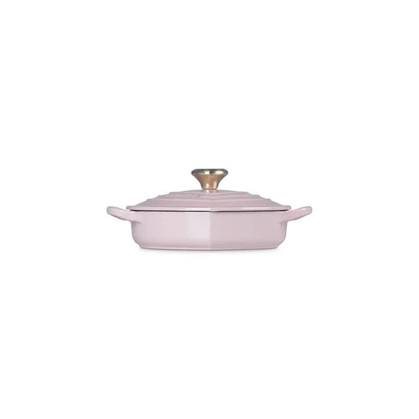 Le Creuset 1.25 qt. Shallow Heart Cocotte with Light Gold Heart Knob - Chiffon Pink
