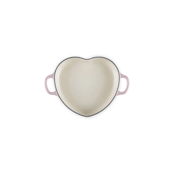 Le Creuset 1.25 qt. Shallow Heart Cocotte with Light Gold Heart Knob - Chiffon Pink
