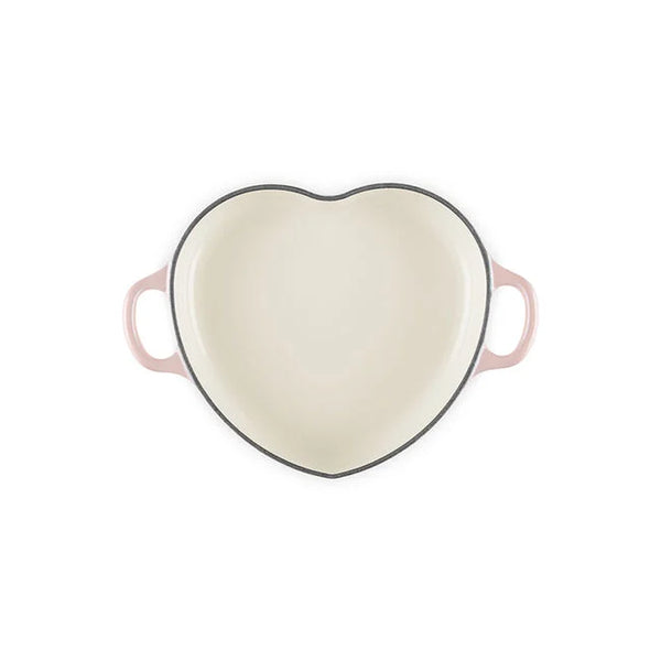 Le Creuset 1.25 qt. Shallow Heart Cocotte with Light Gold Heart Knob - Peche