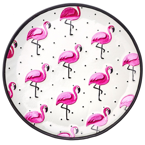 AMICI HOME FLAMINGO TROPICAL GLASS PLATTER