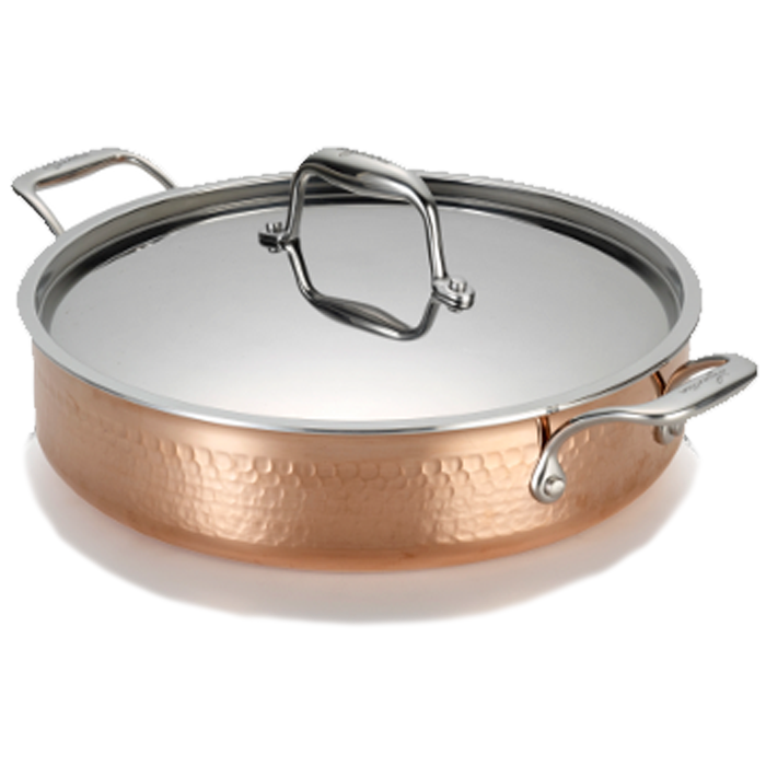 Stainless Steel Casserole Pot With Lid - Silver With Copper