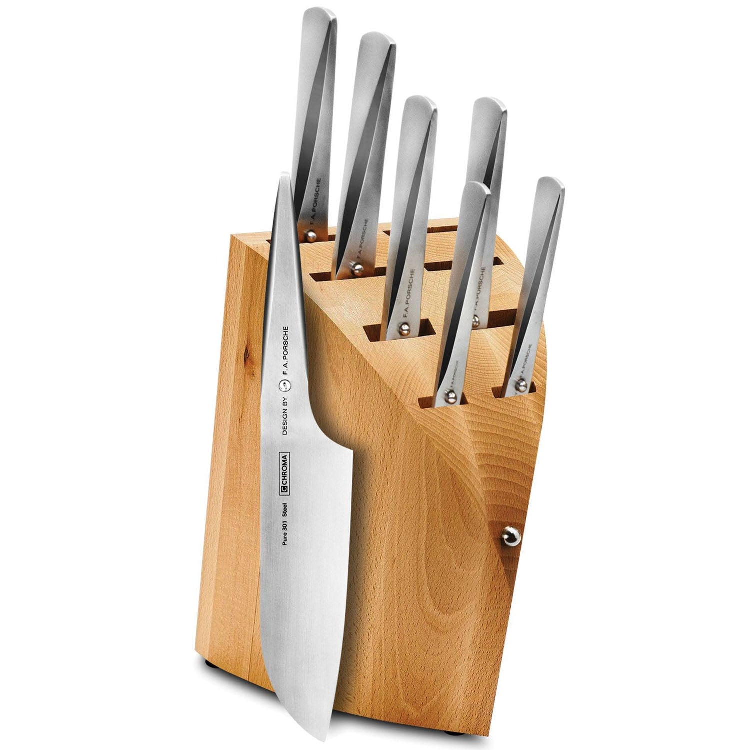 6 Piece Cutlery Knife Block Set w/ 7 Santoku|Gunter Wilhelm