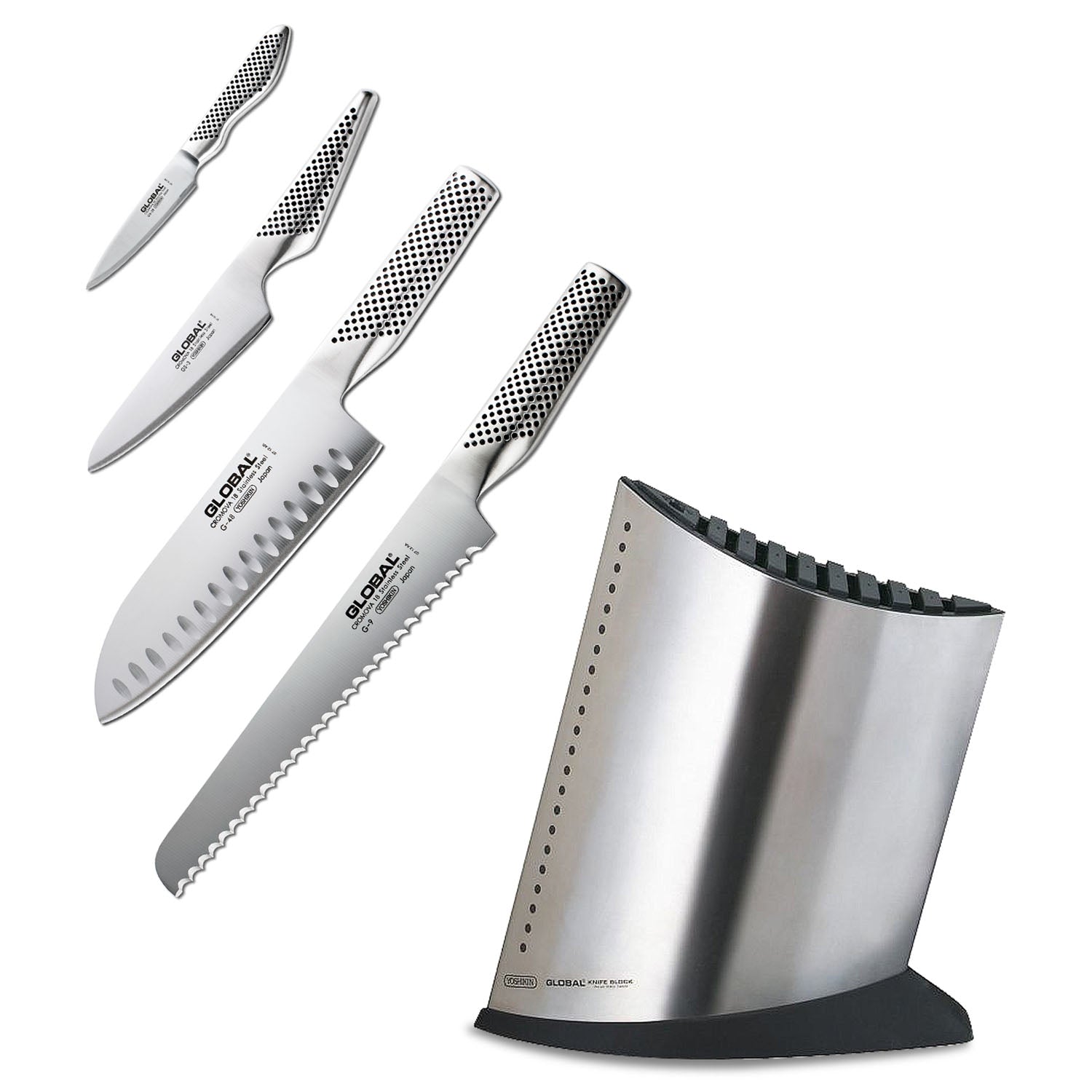 Global Classic Stainless Steel 3-Piece Knife Set 