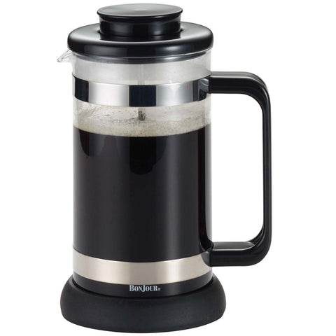 BONJOUR 8-CUP RIVIERA FRENCH PRESS WITH COASTER - BLACK